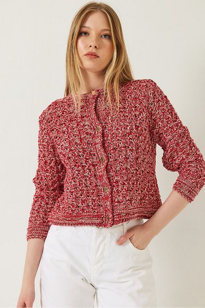 Bianco Lucci Women's Openwork Silvery Sweater Cardigan 20246243