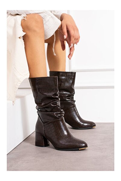 shopcolic 641-2 Pliseli Körüklü Mangomod Rahat Şık Kışlık Kadın Bot