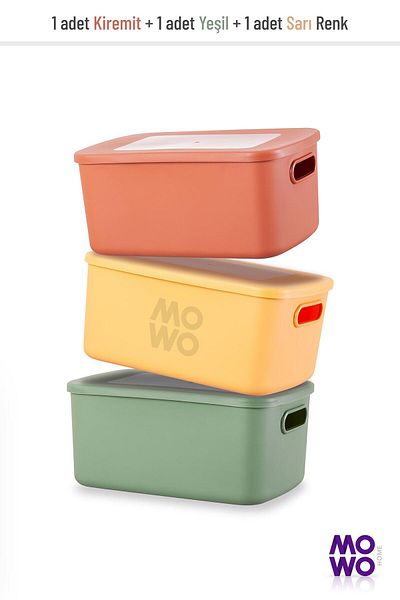 Mowo Home Retro Box 3-Piece Mix - 3.5 Lt Capacity, Multi-Purpose Organizer Storage Box and Organizer