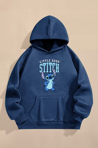 PURE EFFECT Hanorac pentru copii Lilo și Stitch Printed Indigo - Cu trei fire ridicate