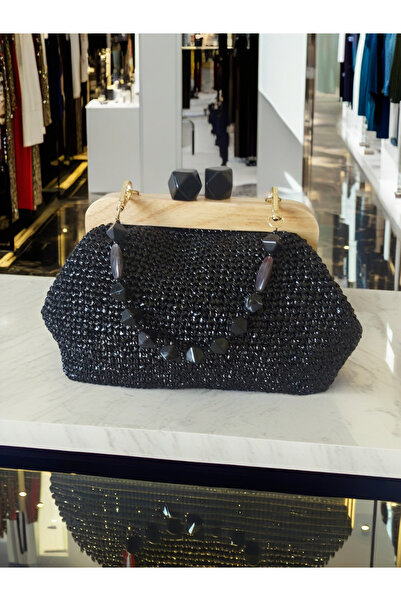 NAİL ART Geantă de mână elegantă pentru femei, argintie, metalizată, tricotat...