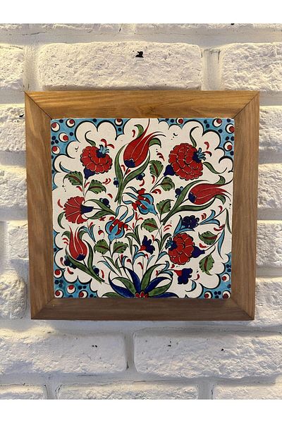 woodhomeworks Панел за картина с масивна рамка от естествен камък и мрамор 26x26 см