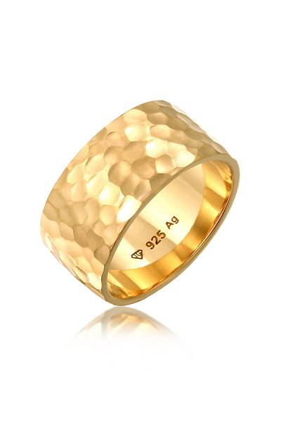 ELLI Dámský pásek - Basic 925 Sterling Silver, Hammered Ring