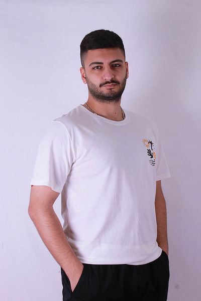 trender Мъжка тениска с принт на чайка, бяла, Tr-10