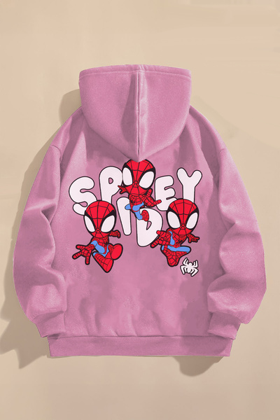 CC STORE Детска суитшърт с трицветен принт Шарон Розова суитшърт | Принт Спай...