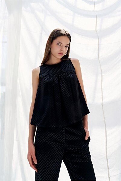 Naar Kadın Kalın Askılı Omuz Açık Yazlık Rahat Siyah Bluz NAAR81346-SİYAH