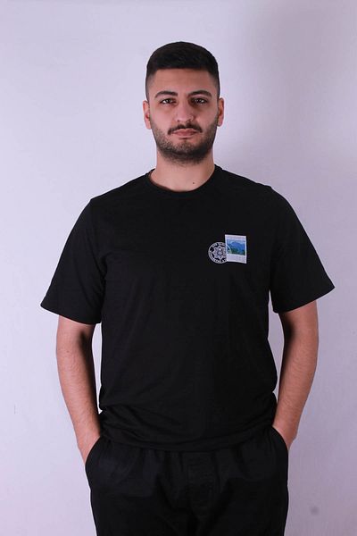trender Tricou pentru bărbați Ausgabetag Mountain Print negru