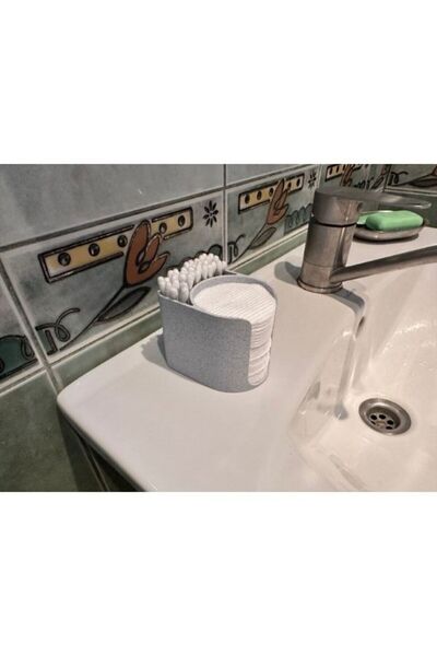 BYD3DTEKNO Gray Cotton and Cotton Swab Stand, Decorative Stand