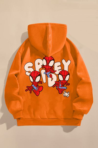 C&C OKULCUNUZ Hanorac pentru copii cu imprimeu Spidey Spiderman - portocaliu cu trei fire ridicate