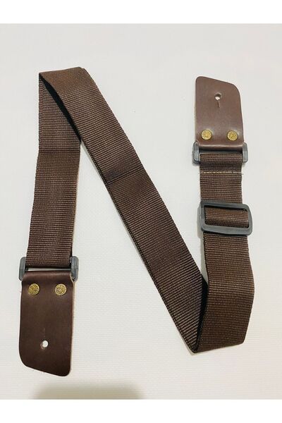 GMC MUSIC STORE Кафява каишка за китара с краища от естествена кожа