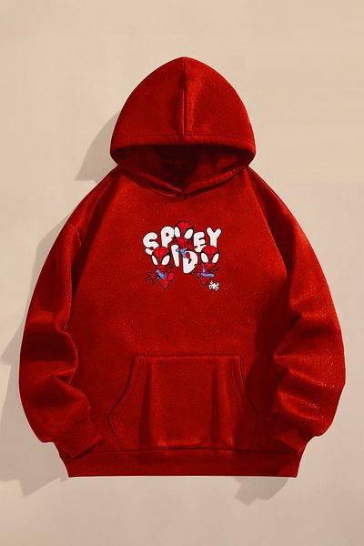 PURE EFFECT Red Kids Sweatshirt - Three Thread Raster, Spidey and Man Printed