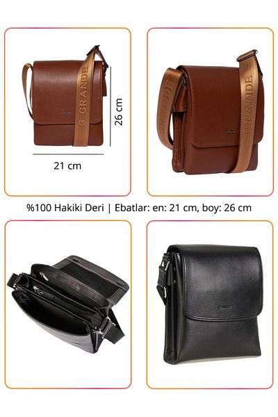 Grande Genuine Leather Men's Messenger Bag Black 4261