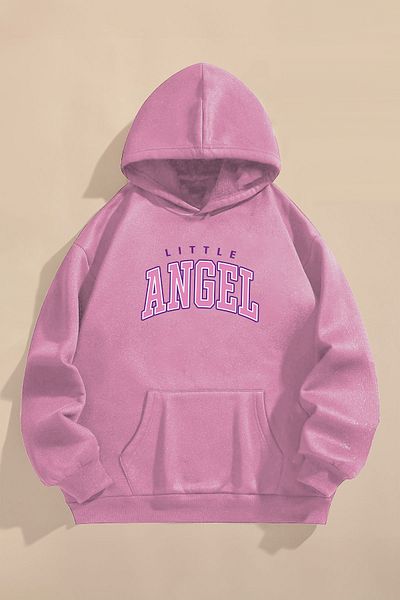 CC STORE Children's Sweatshirt Three Thread Rastred Printed Pink Sweatshirt |    Lilo and Stitch Angel Printed