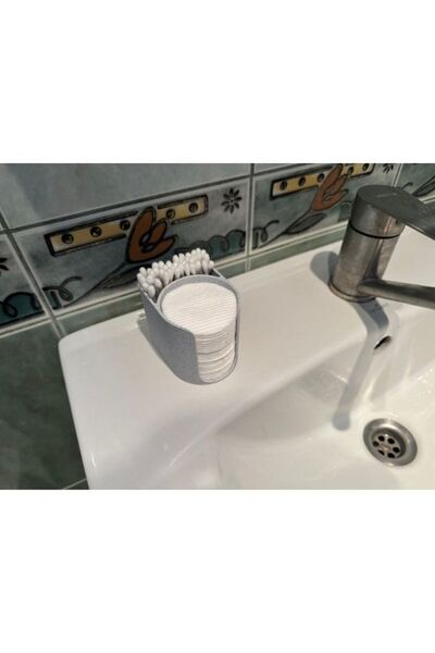 BYD3DTEKNO Gray Cotton and Cotton Swab Stand, Decorative Stand