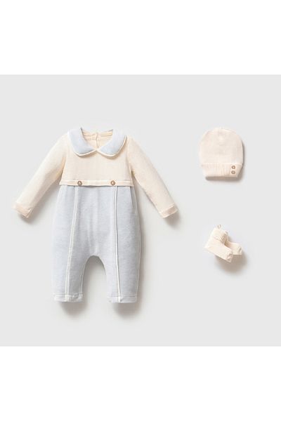 Nipperland Baby Boy Organic Cotton Velvet Jumpsuit Set