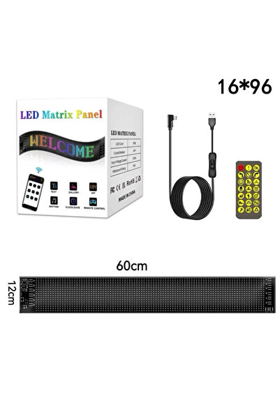 Teknotopia LED Matrix Panel 60CM Dijital Ekranlı Kumandalı App Uygulamalı Tab...