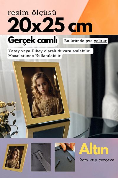 CreaWitch 20mm Frame Real Glazed 20X25 cm Photo Picture Frame Standing or Wall Hanging Horizontal-Vertical