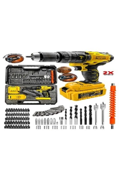 bozyel 10 Pilli Kömürsüz Matkap - 84 Parça-şarlı Darbeli Kaliteli Vidalama Seti