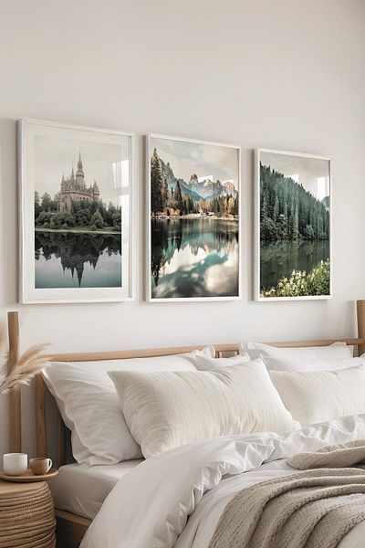 Postifull Set de pictură cu cadru alb, pictură murală școală de vrăjitori, set de 3 posteri, nr:300714