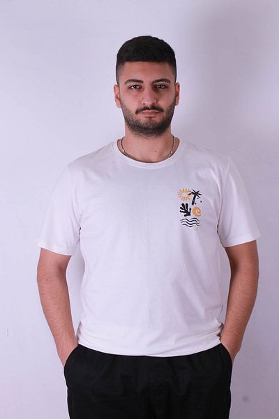 trender Мъжка тениска с принт на чайка, бяла, Tr-10