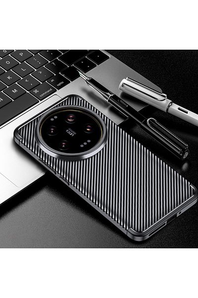 Fibaks حافظة هاتف Xiaomi Mi 15 Ultra مع نمط من ألياف الكربون البارز للكاميرا، حافظة حماية مقاومة للألوان