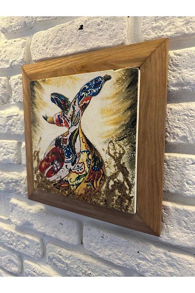 woodhomeworks Πάνελ Τραπεζιού Μαρμάρου Φυσικής Πέτρας με Μασίφ Πλαίσιο 26x26 cm