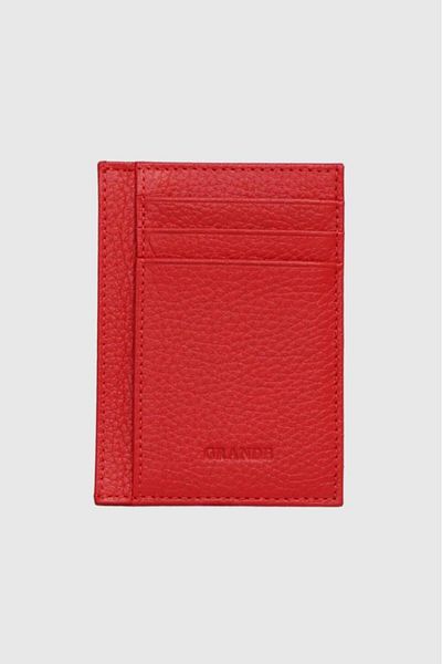 Grande Men's Red Genuine Leather Card Holder - 750 Model