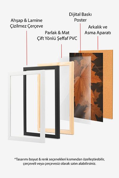 Postifull Set de pictură cu cadru alb, pictură murală cu fotografii de toamnă, set de 3 posteruri, nr:300706