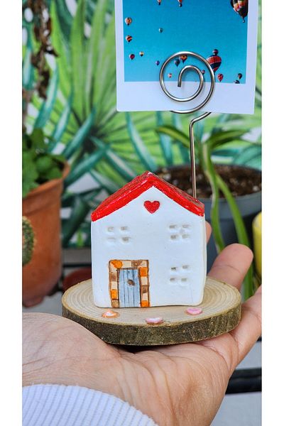 Rota Hediyelik Cute Home Note Photo Picture Holder with Red Roof