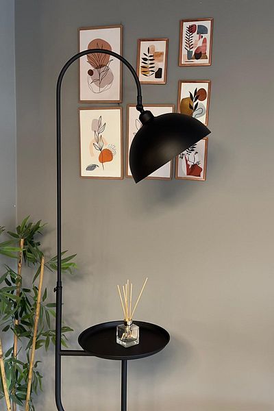 Bamyum Gorkiede Stehleuchte mit Ablage Metall 30 cm Breit Schwarz