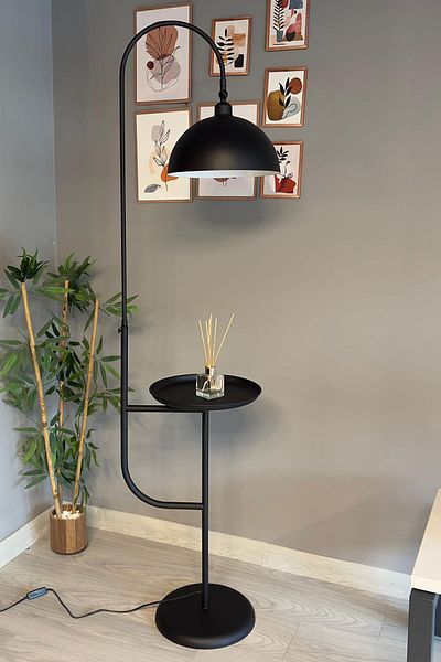 Bamyum Gorkiede Stehleuchte mit Ablage Metall 30 cm Breit Schwarz