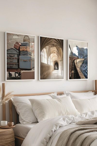 Postifull Set de pictură cu cadru alb, pictură de perete Școala Vrăjitorului II, set de 3 posteri, nr:300686