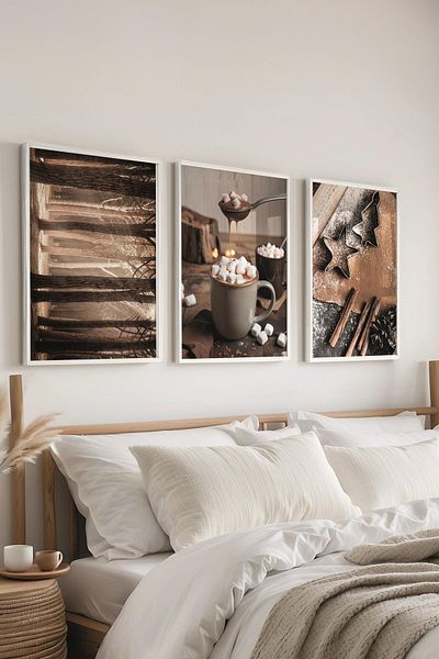 Postifull Set de pictură cu cadru alb, pictură murală cu fotografii de toamnă, set de 3 posteri, nr:300707
