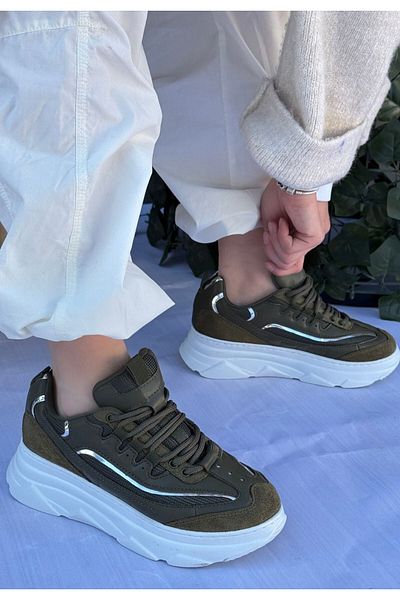 ED KLAS Imkea Green Suede Sneakers with Silver Detail