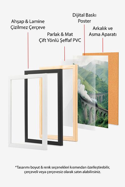 Postifull Black Framed Painting Set, Wizard School Wall Painting, 3 Piece Poster Set, No:300685