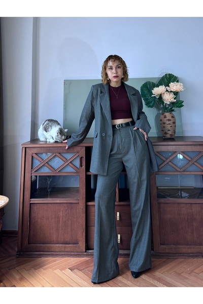 Bak'ap Padded Blazer Daddy Jacket-Cotton Trousers Double Set