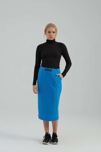 Naar Kadın Düz Model Yüksek Belli Günlük Kullanım Mavi Etek NAAR51520-MAVİ