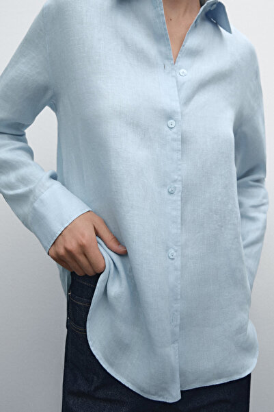 Massimo Dutti Dökümlü %100 keten gömlek