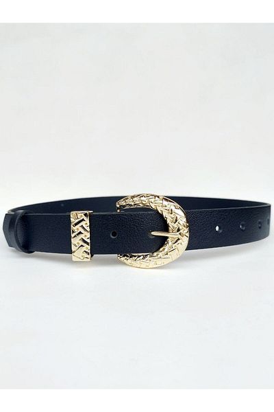 Kemerix 100% Genuine Leather Women's Belt with Gold Suit Buckle