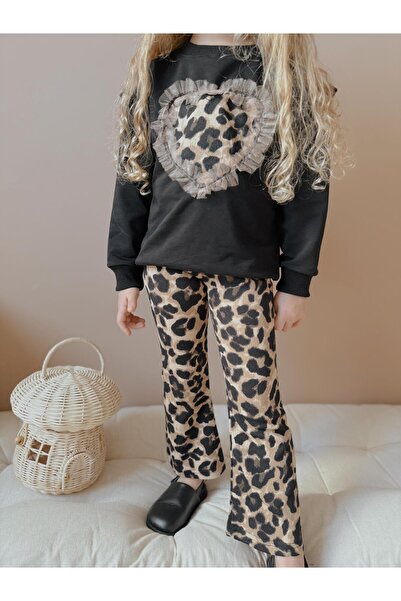 YİGİT BUTİK Yigit Boutique Leopard Leggings Spanyol lábszárú lány alsó felső szett