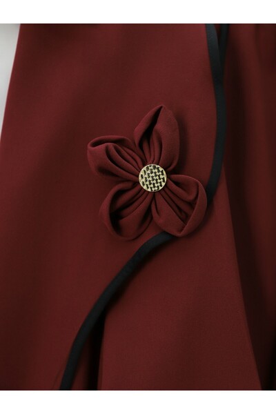 Modamorfo Burgundy Belt and Ribbed Trousers Set