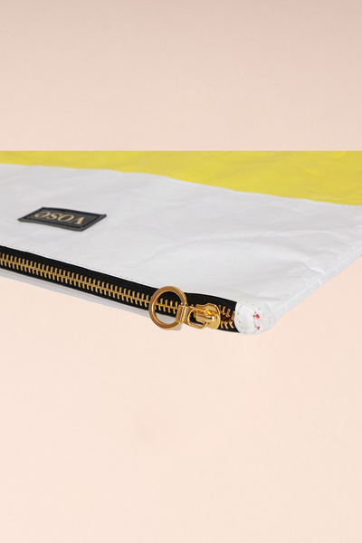Vose Çevre Dostu ve Dayanıklı Clutch Çantası - Beyaz & Sarı