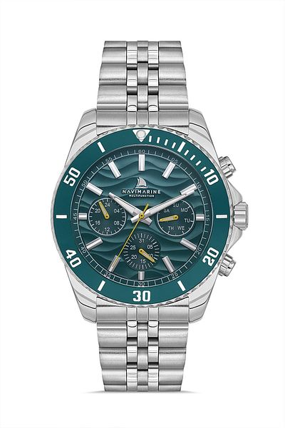 Navimarine Nm009-03 Multifunction Silver Color Steel Men's Wrist Watch