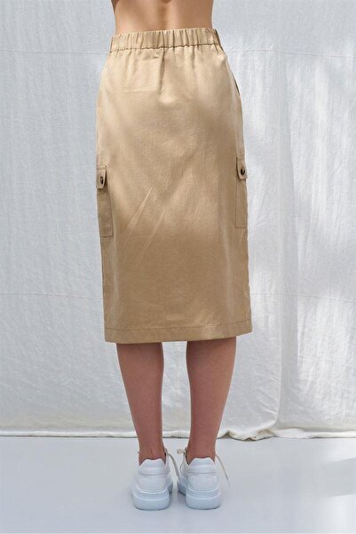 Naar Camel Plain Model Women's Skirt - Normal Waist, Woven Fabric NAAR81510-CAMEL