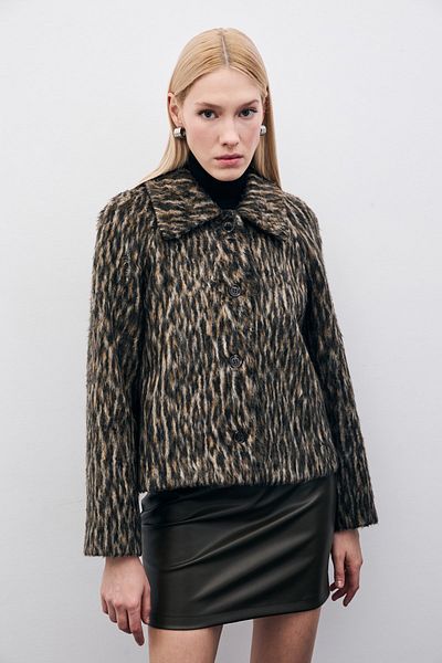 Sateen سترة قصيرة بنمط الفهد