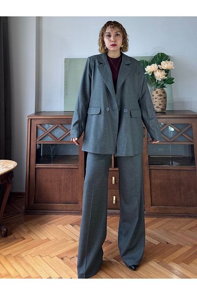 Bak'ap Padded Blazer Daddy Jacket-Cotton Trousers Double Set