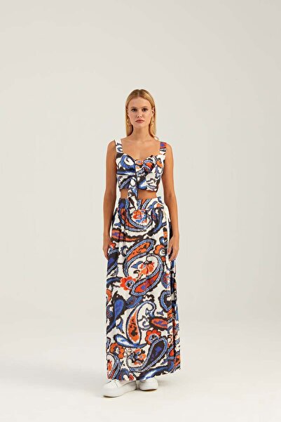 Naar Kadın Çiçek Desenli Çok Renkli Askılı Uzun Çok Renkli Etek NAAR61507-ORJ...