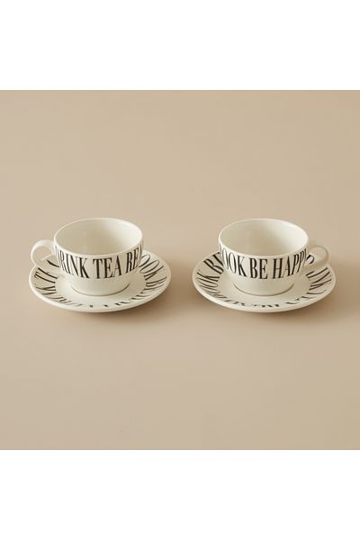 Bella Maison Book Lovers Set of 2 Teacups Black (270 Cc)
