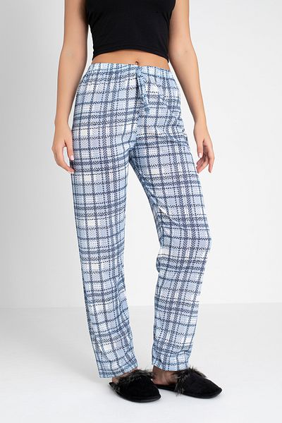 DONEX Pantaloni de pijama imprimați pentru femei - bumbac, subțiri, respirabili, cu detaliu în talie cu panglică