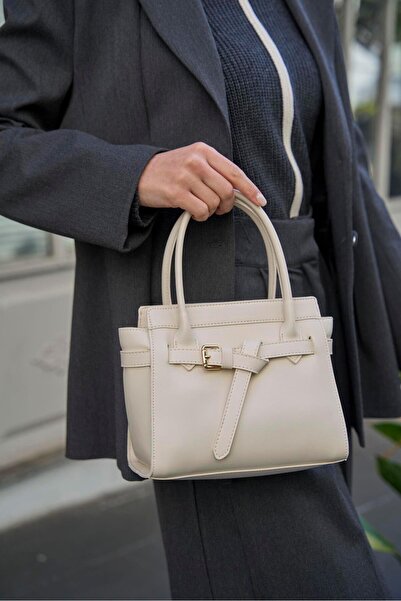 Madamra Béžová dámská kabelka s mini páskem do ruky a přes rameno